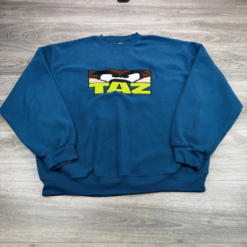Vintage Tazmanian Devil Sweatshirt Mens Large Blue Warner Bros Looney Tunes Taz